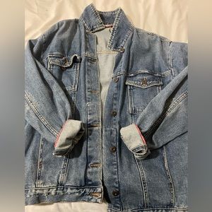 Free People Oversized Medium Wash Denim Jacket